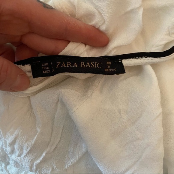 💥5/$25 Zara women’s white crop top ‎ in size large - Picture 5 of 6